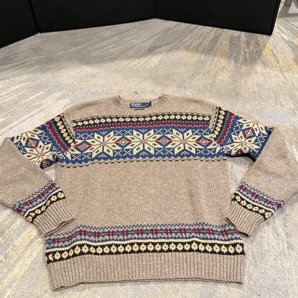 Men’s Ralph Lauren Snowflake Sweater Size Large in EUC 100% Cotton